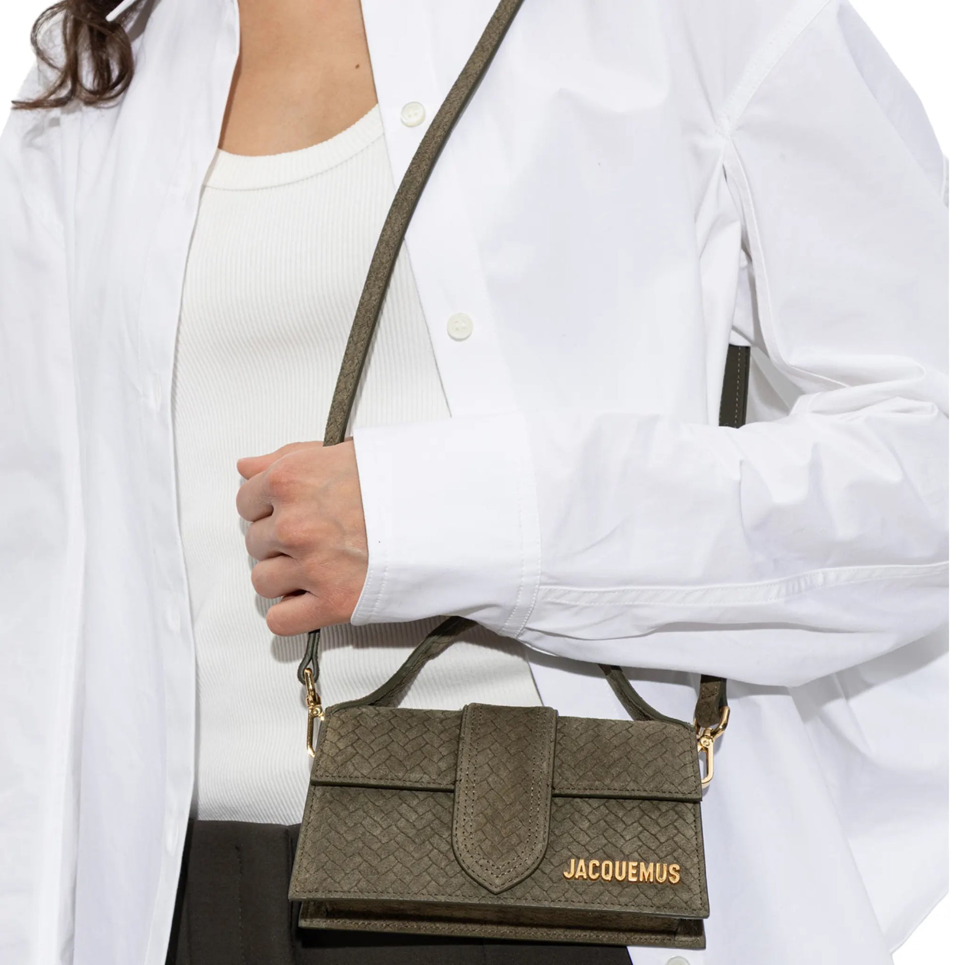 Jacquemus Le Bambino Suede Top Handle Khaki Bag