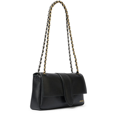 Jacquemus The Bambino Chain Soft Flap Black Shoulder Bag