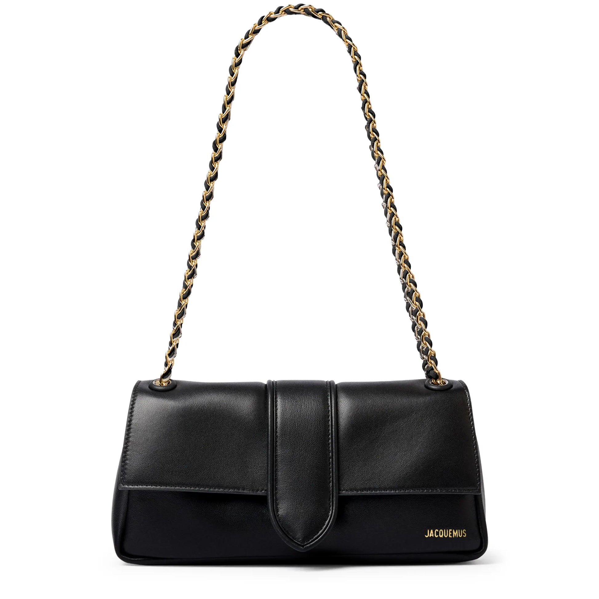 Jacquemus The Bambino Chain Soft Flap Black Shoulder Bag