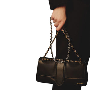 Jacquemus The Bambino Chain Soft Flap Black Shoulder Bag
