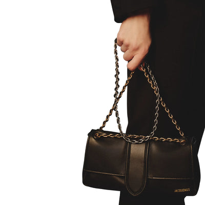 Jacquemus The Bambino Chain Soft Flap Black Shoulder Bag