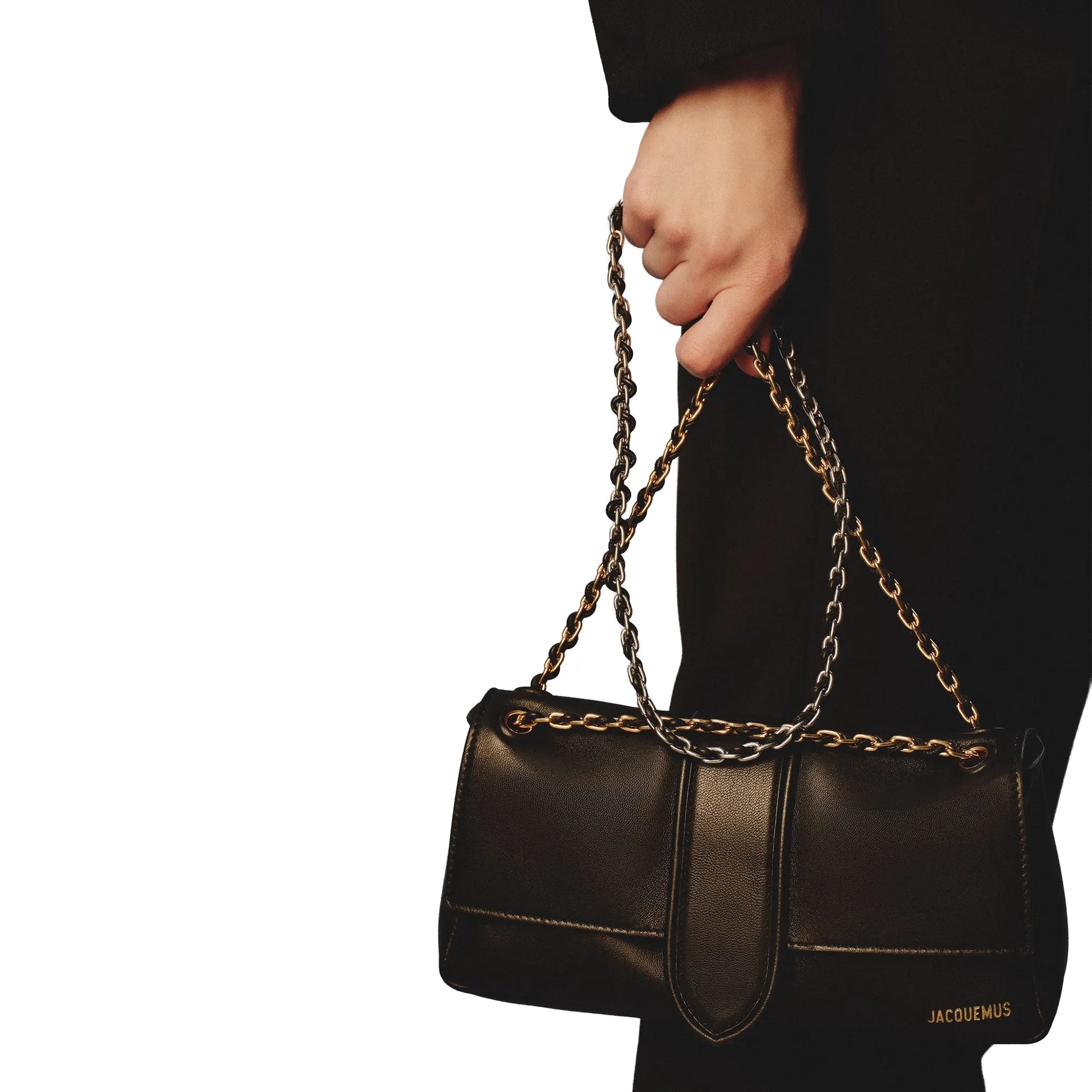 Jacquemus The Bambino Chain Soft Flap Black Shoulder Bag