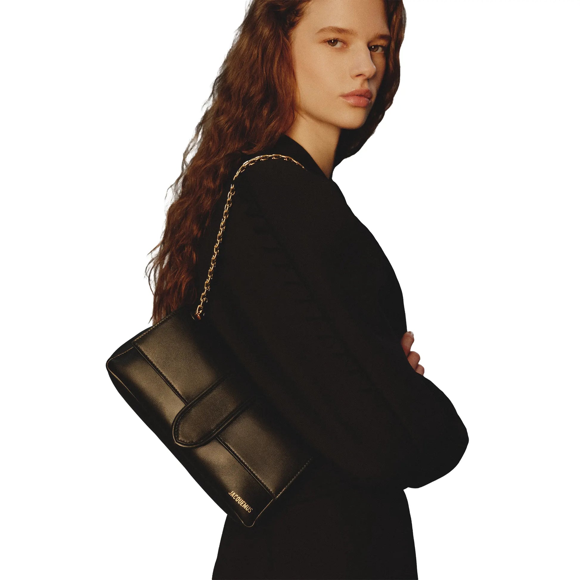 Jacquemus The Bambino Chain Soft Flap Black Shoulder Bag