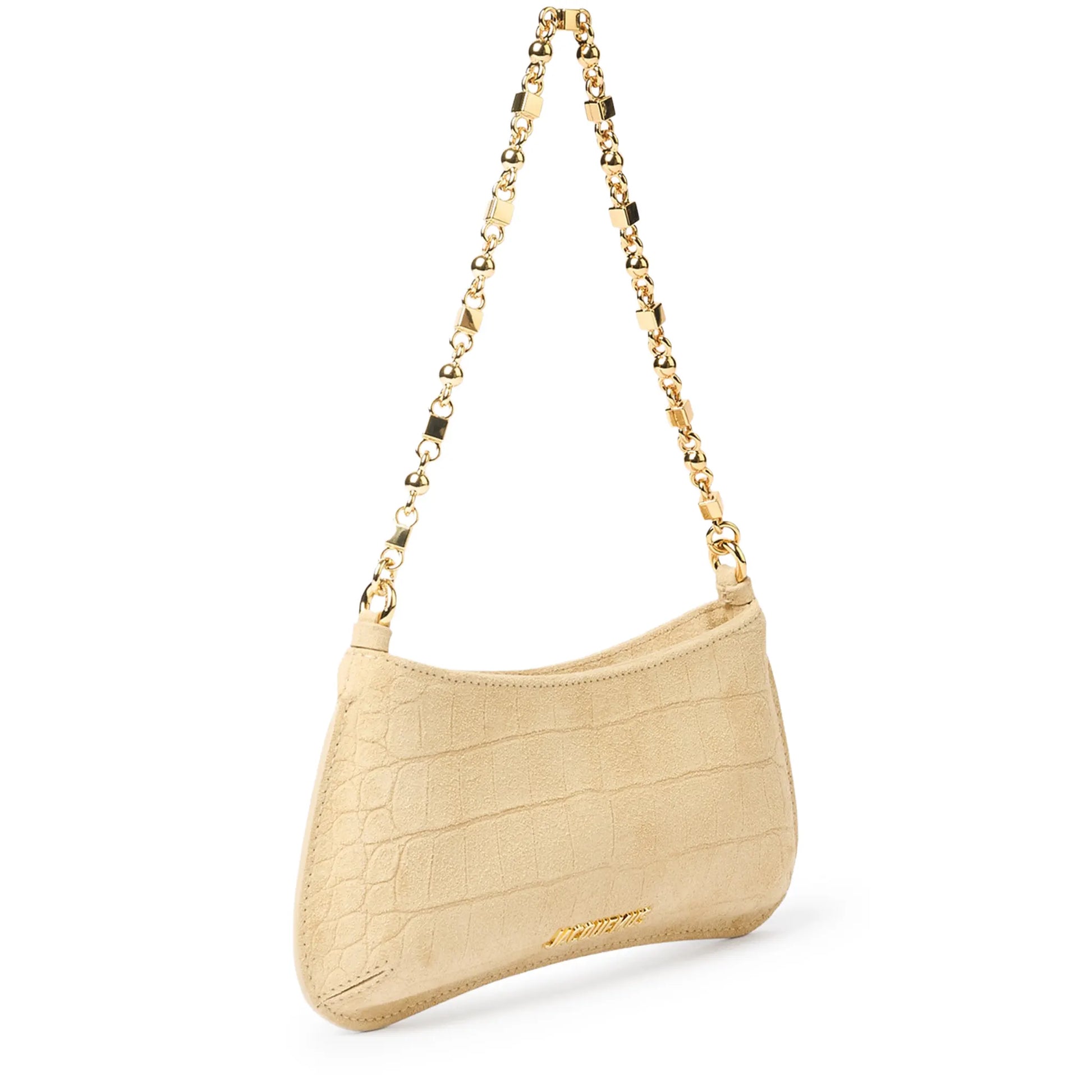 Jacquemus The Bisou Chain Small Suede Beige Shoulder Bag