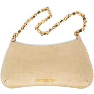 Jacquemus The Bisou Chain Small Suede Beige Shoulder Bag