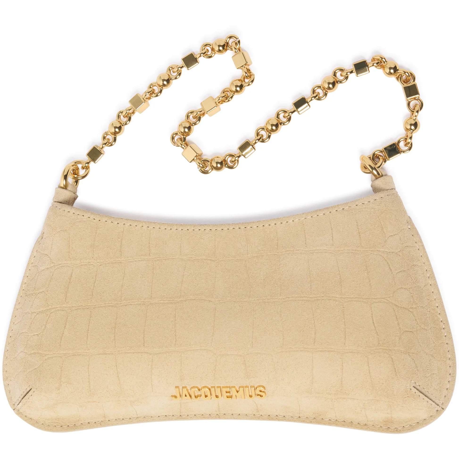 Jacquemus The Bisou Chain Small Suede Beige Shoulder Bag