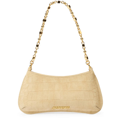 Jacquemus The Bisou Chain Small Suede Beige Shoulder Bag