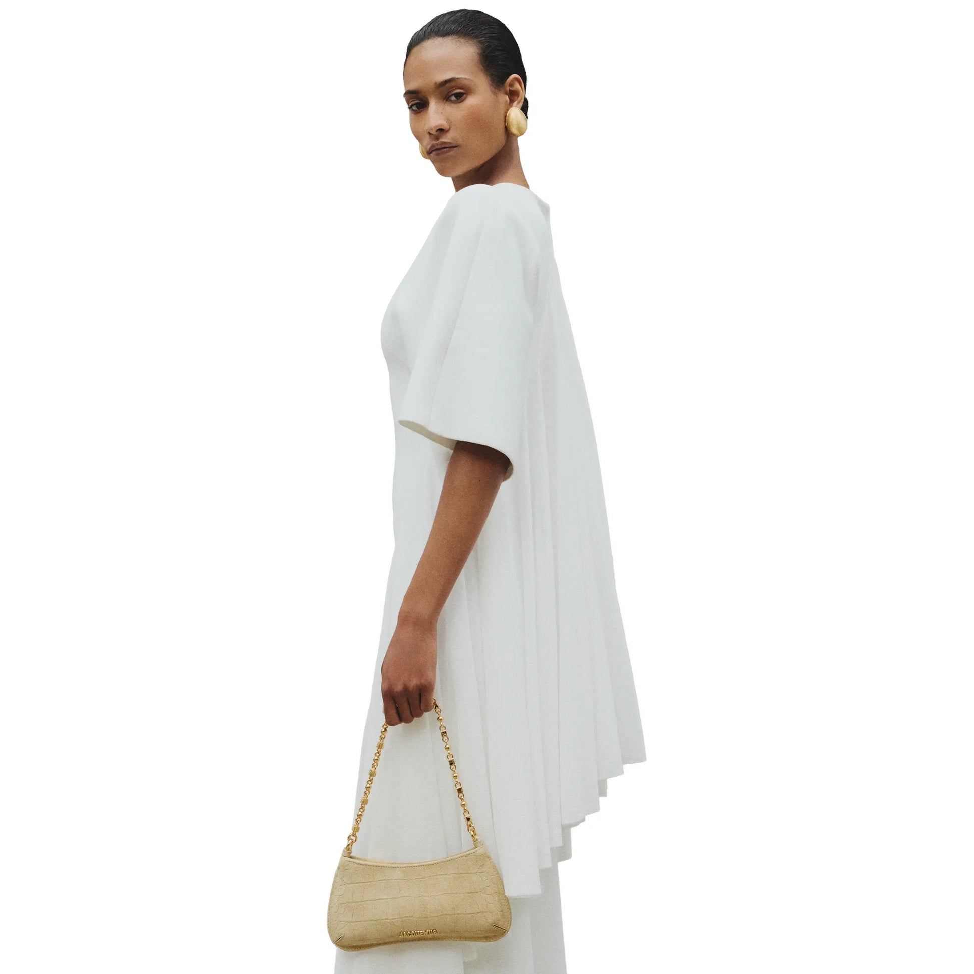 Jacquemus The Bisou Chain Small Suede Beige Shoulder Bag