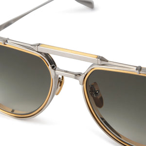 Jacques Marie Mage Commander Silver Gold Green Sunglasses
