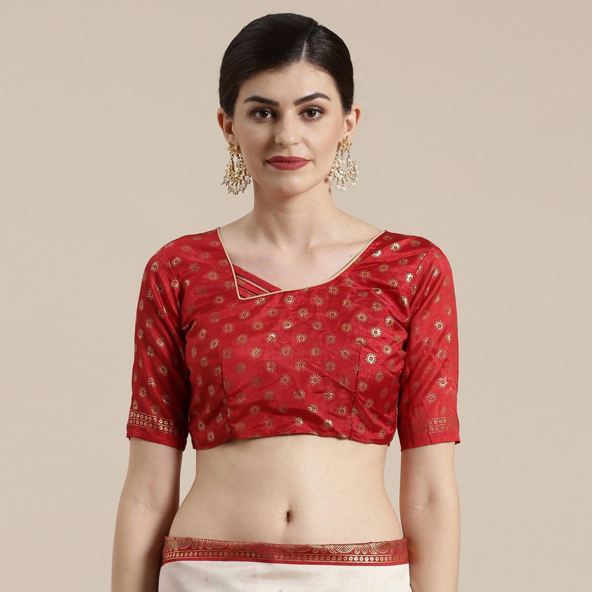 Jazzy Cream-Red Colored Festive Wear Paisely Foli Print Patola Silk Saree