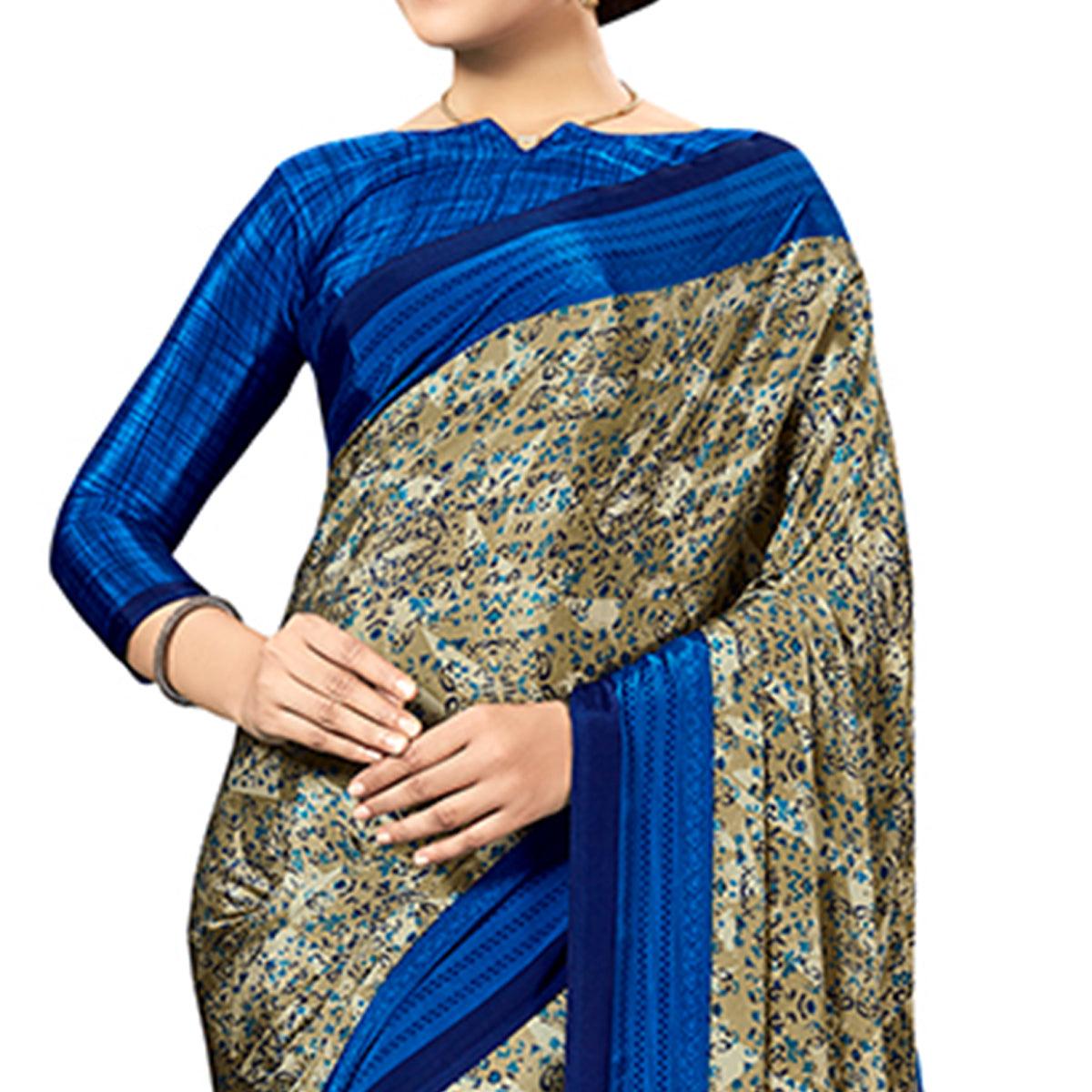 Jazzy Dark Beige Colored Casual Wear Printed Crepe Saree