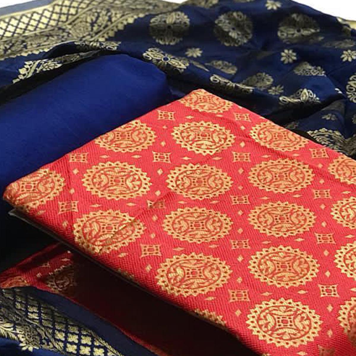 Jazzy Gajari Colored Casual Wear Banarasi Silk Dress Material