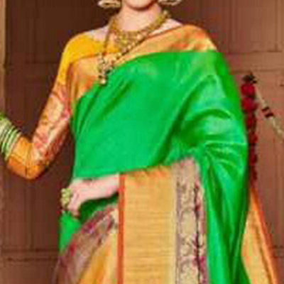 Jazzy Green Colored Festive Wear Woven Art Silk Saree