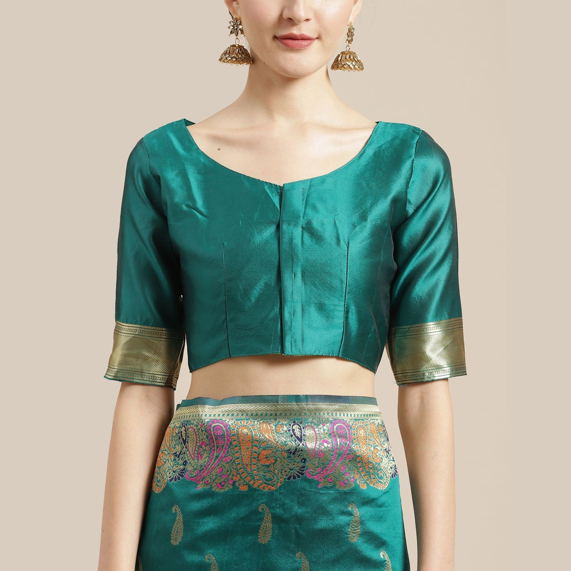 Jazzy Green Colored Festive Wear Woven Silk Blend Saree