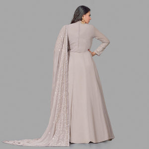 Jazzy Grey Colored Party Wear Embroidered Heavy Faux Georgette Anarkali Suit