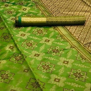 Jazzy Olive Green Colored Festive Wear Woven Silk Saree
