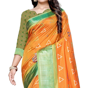 Jazzy Orange Colored Casual Printed Art Silk Saree