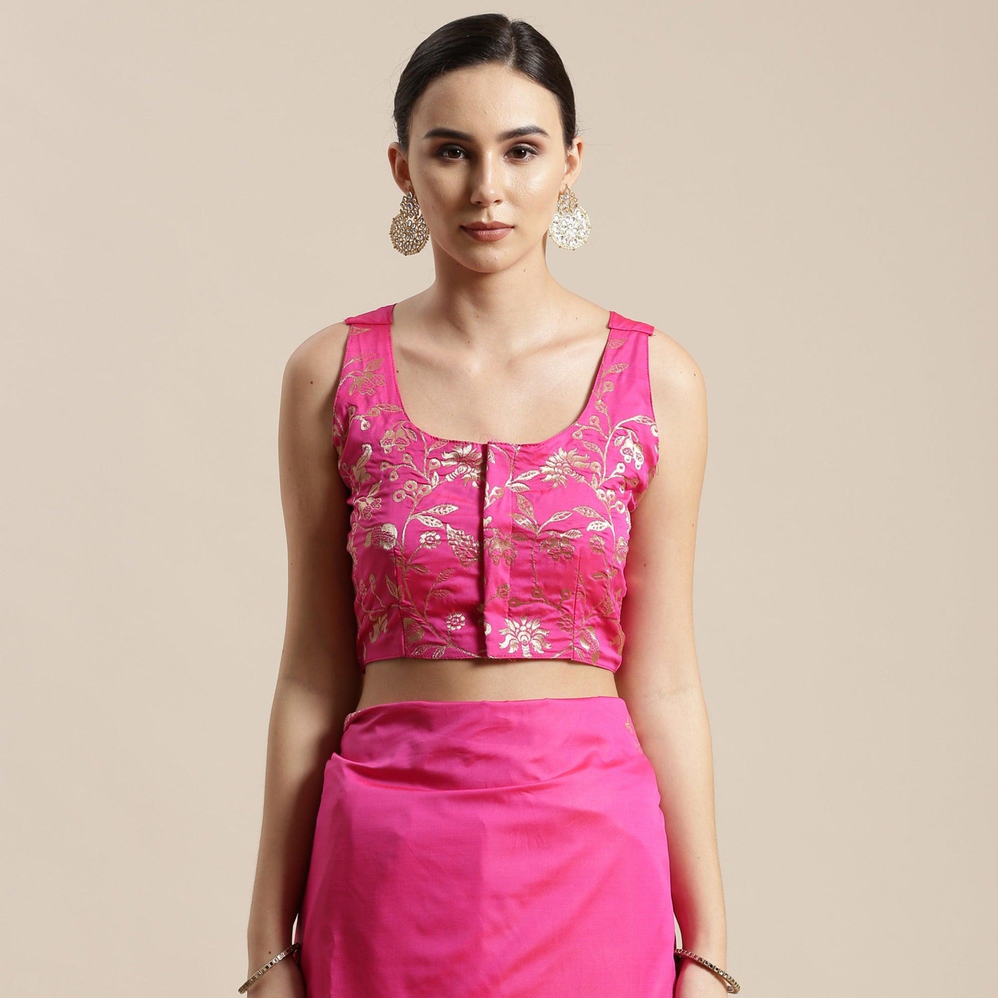 Jazzy Pink Colored Festive Wear Silk Blend Woven Floral Saree With Tassels