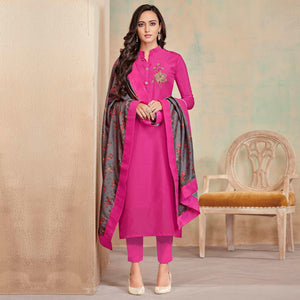 Jazzy Pink Colored Partywear Cotton Suit