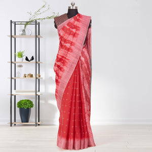 Jazzy Pink Coloured Casual Wear Printed Linen Saree