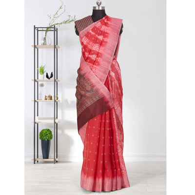 Jazzy Pink Coloured Casual Wear Printed Linen Saree