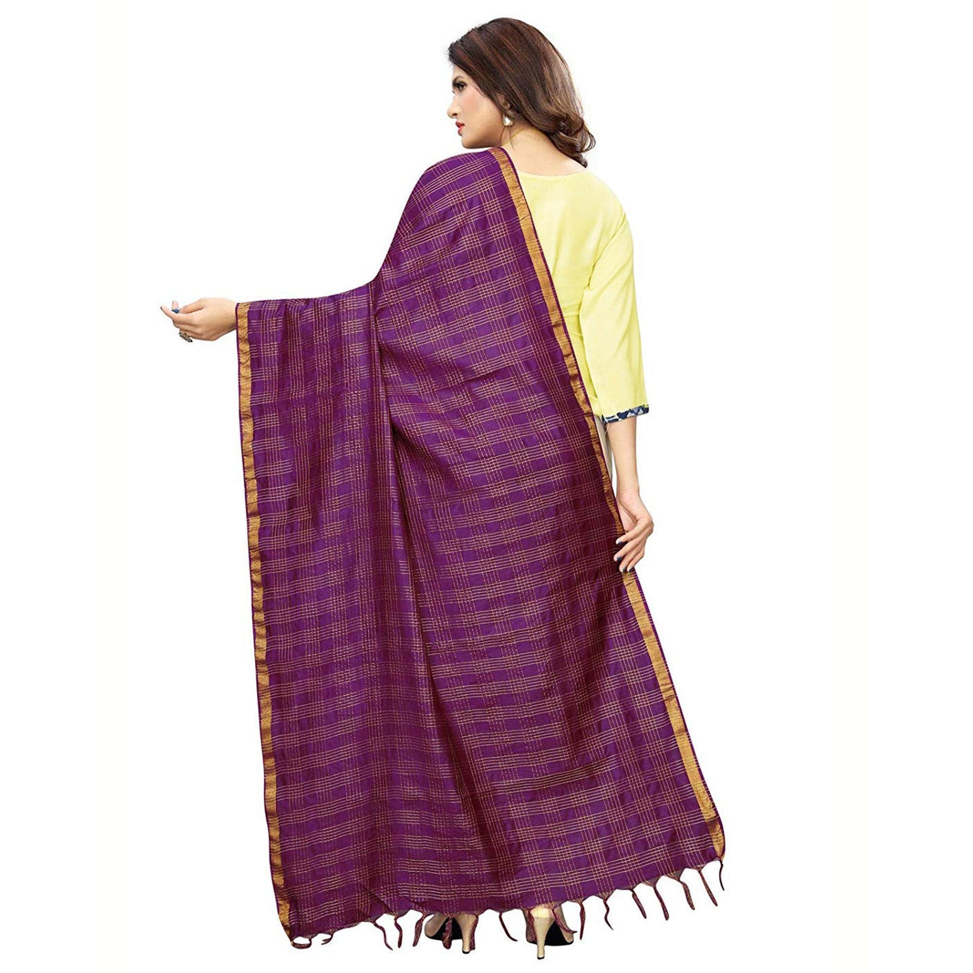 Jazzy Purple Colored Festive Wear Cotton Silk Dupatta