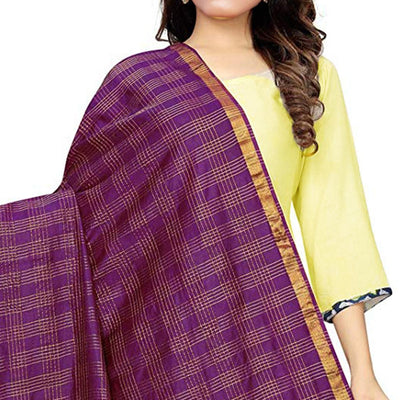 Jazzy Purple Colored Festive Wear Cotton Silk Dupatta