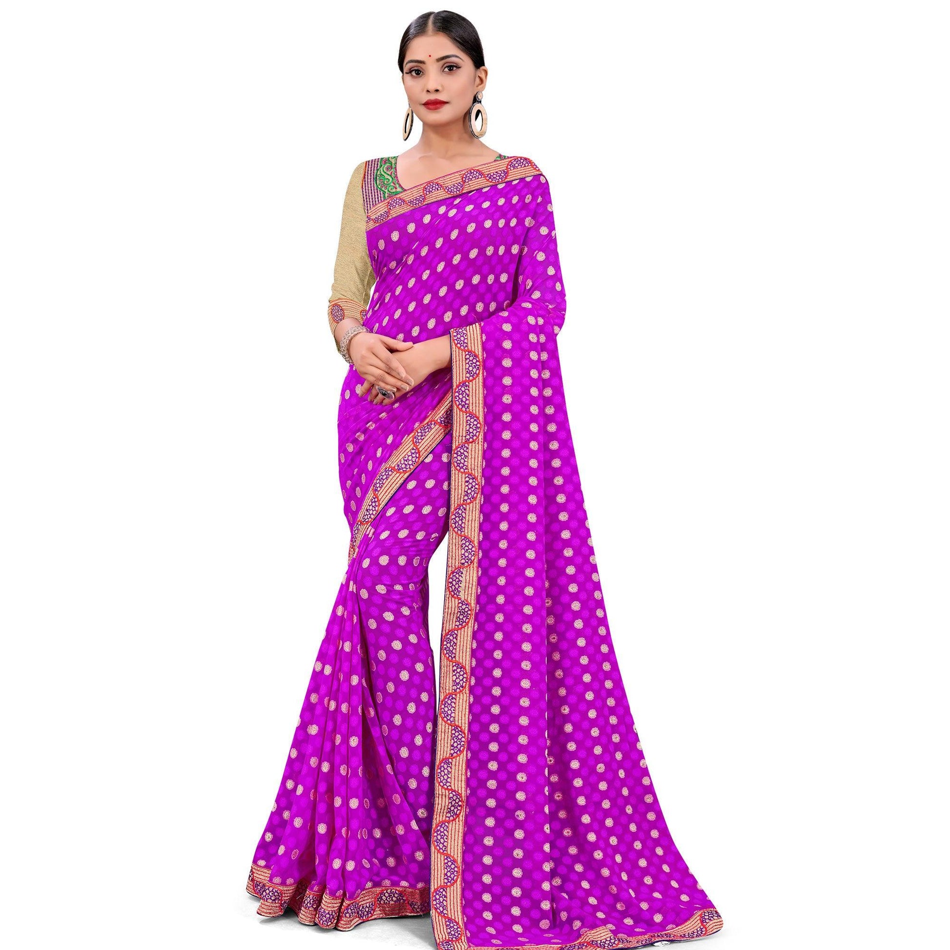 Jazzy Purple Colored Party Wear Georgette Saree