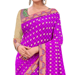 Jazzy Purple Colored Party Wear Georgette Saree