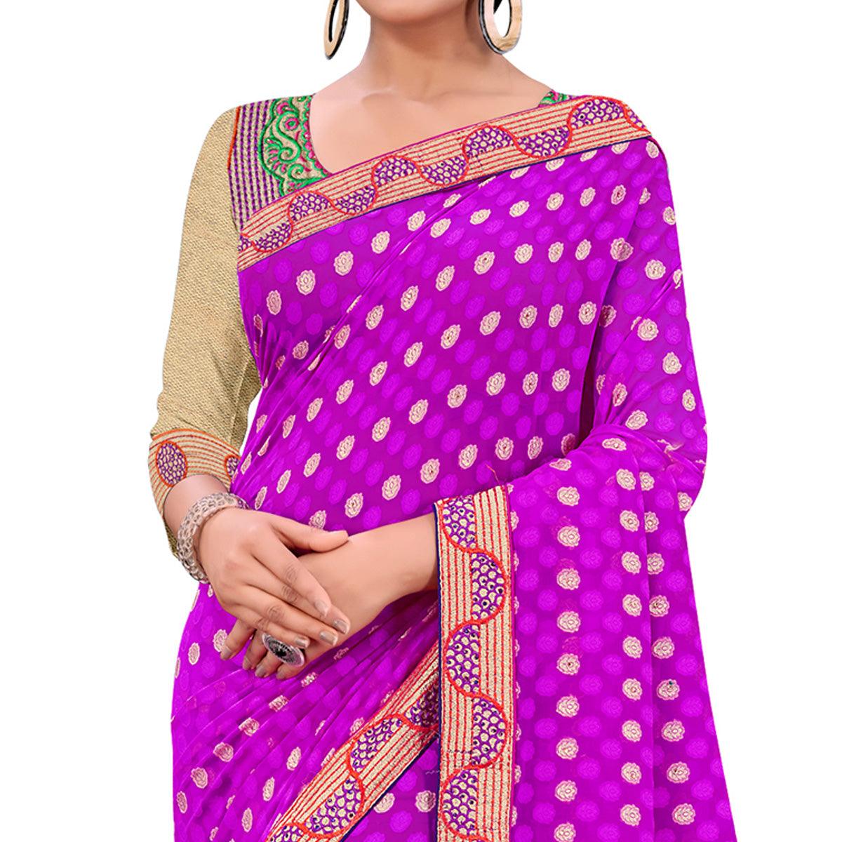 Jazzy Purple Colored Party Wear Georgette Saree