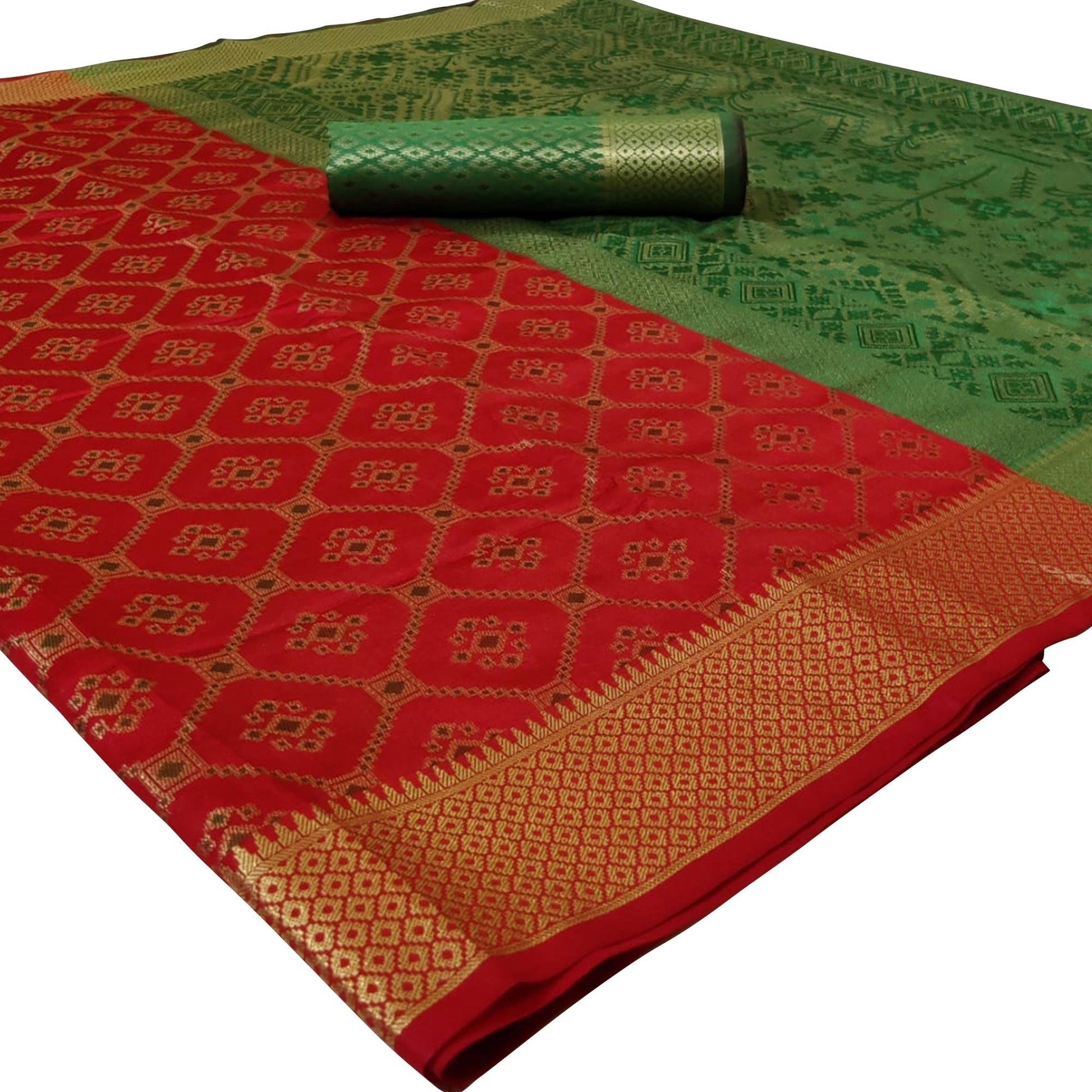 Jazzy Red Colored Festive Wear Woven Silk Saree