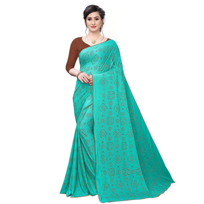 Jazzy Sea Green Colored Casual Wear Printed Art Silk Saree