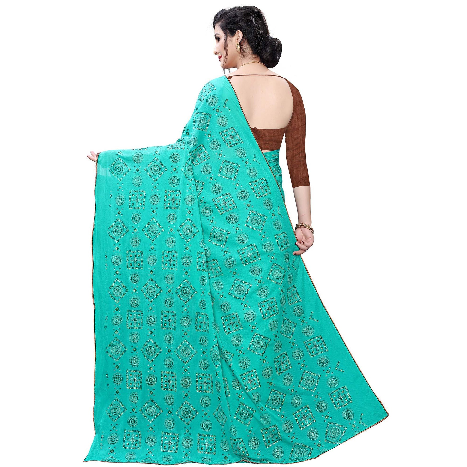 Jazzy Sea Green Colored Casual Wear Printed Art Silk Saree