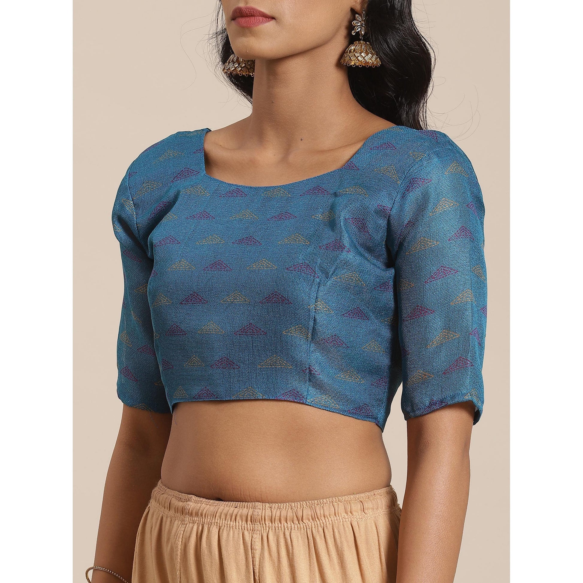Jazzy Teal Blue Colored Casual Wear Printed Jute Silk Saree