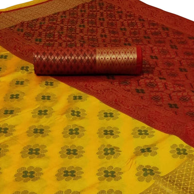 Jazzy Yellow Colored Festive Wear Woven Silk Saree