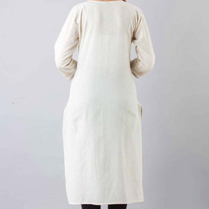 Women White Cotton Kurti