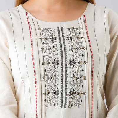 Women White Cotton Kurti