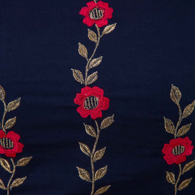 Women Navy Blue Festive Cotton Top with Skirt