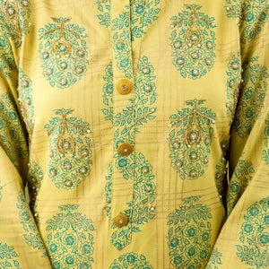 Women Yellow Cotton Kurti with Sharara