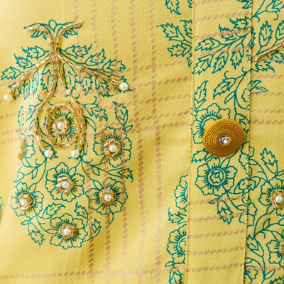 Women Yellow Cotton Kurti with Sharara