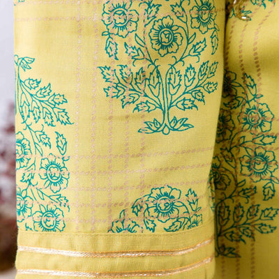 Women Yellow Cotton Kurti with Sharara