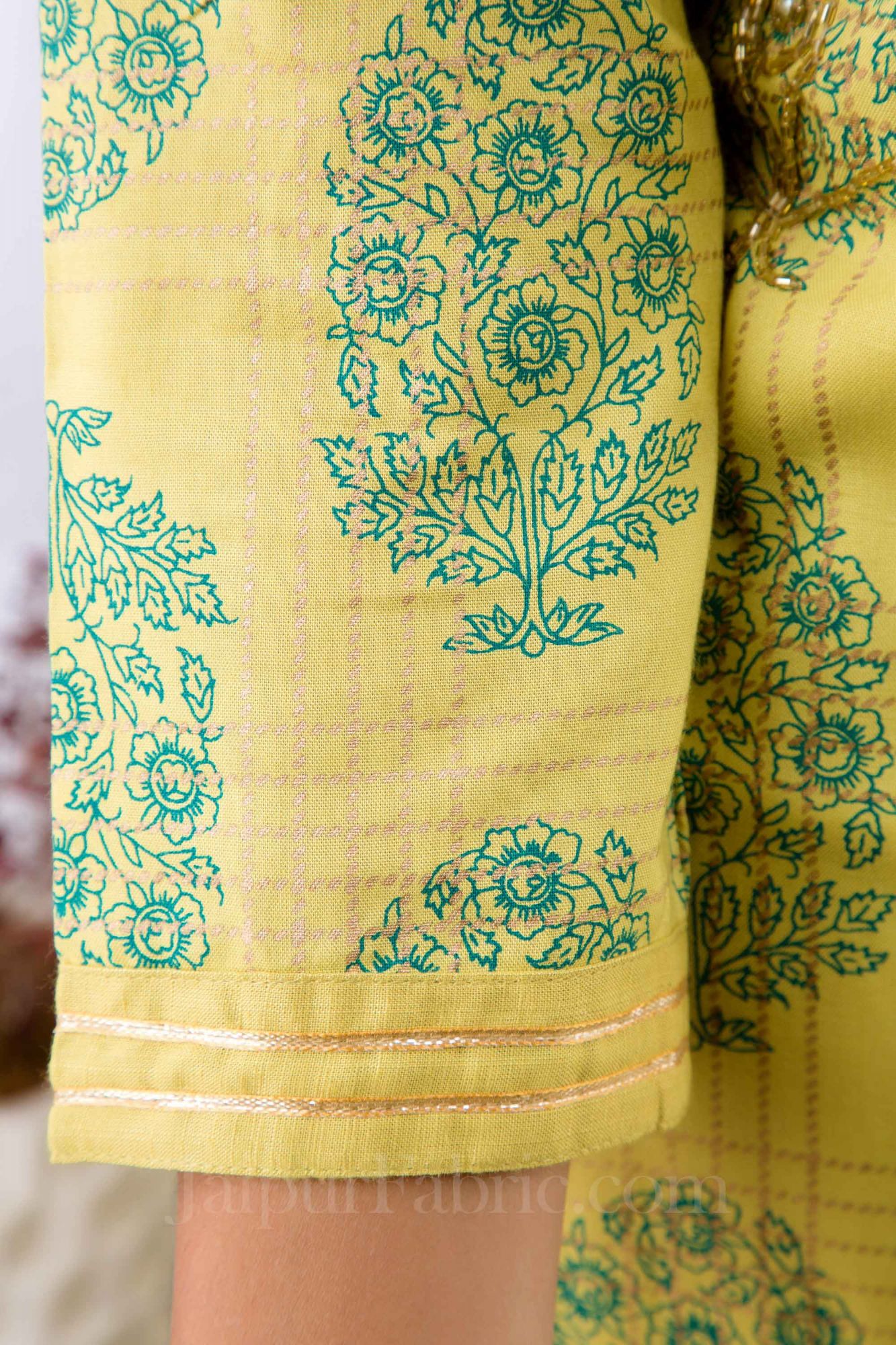 Women Yellow Cotton Kurti with Sharara