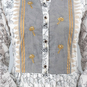 Women White & Grey Long Cotton Kurti with Dupatta