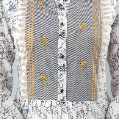 Women White & Grey Long Cotton Kurti with Dupatta