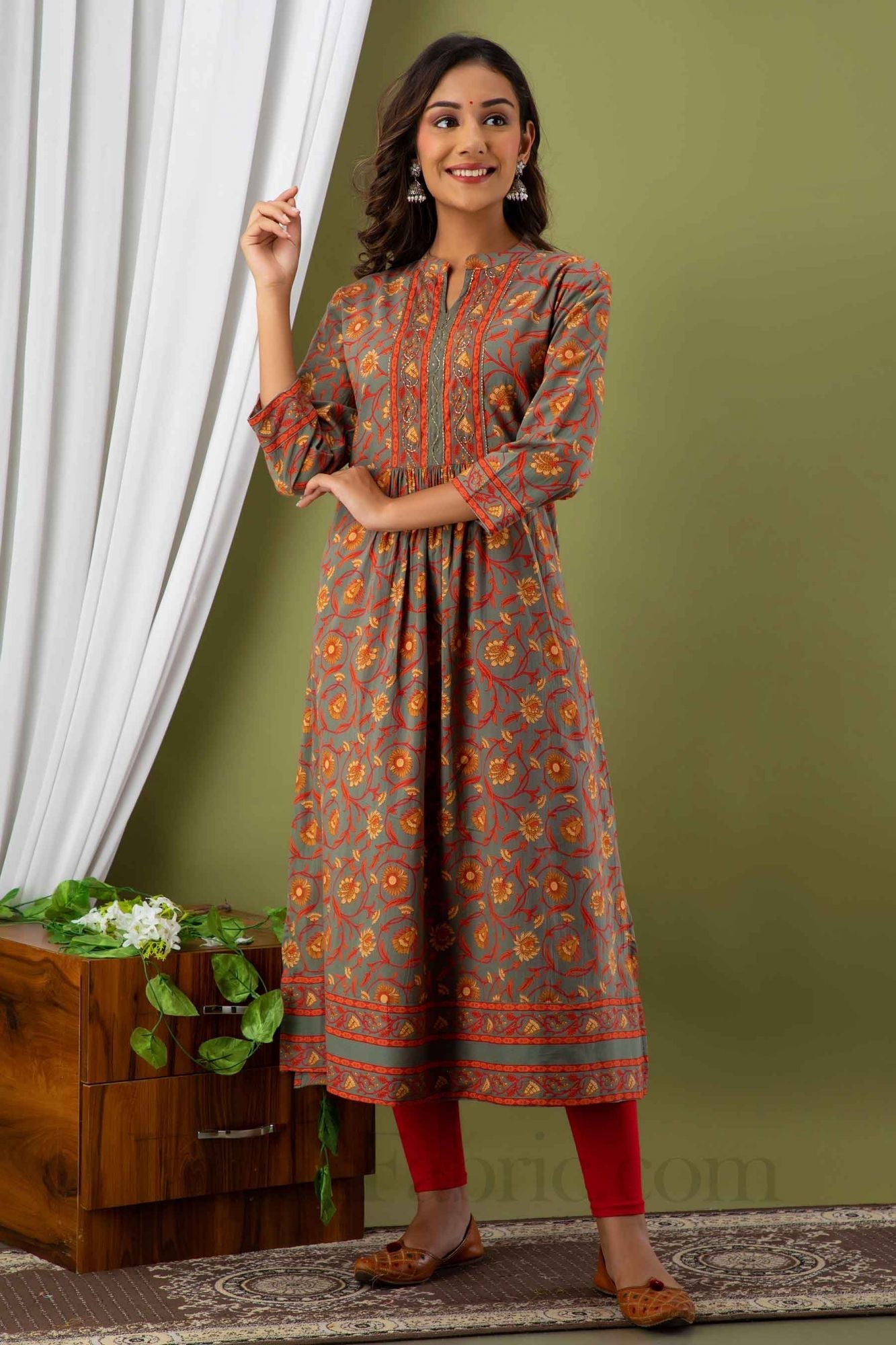 Women Colorful Cotton Flared Kurti