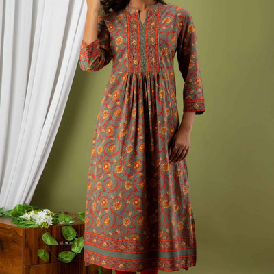 Women Colorful Cotton Flared Kurti