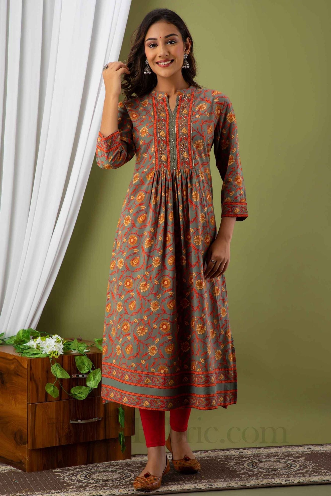 Women Colorful Cotton Flared Kurti