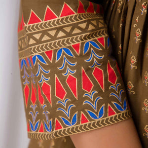 Women Brown Cotton Long Flared Kurti
