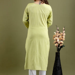Women Sea Green Cotton Kurti with Pant
