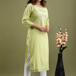 Women Sea Green Cotton Kurti with Pant
